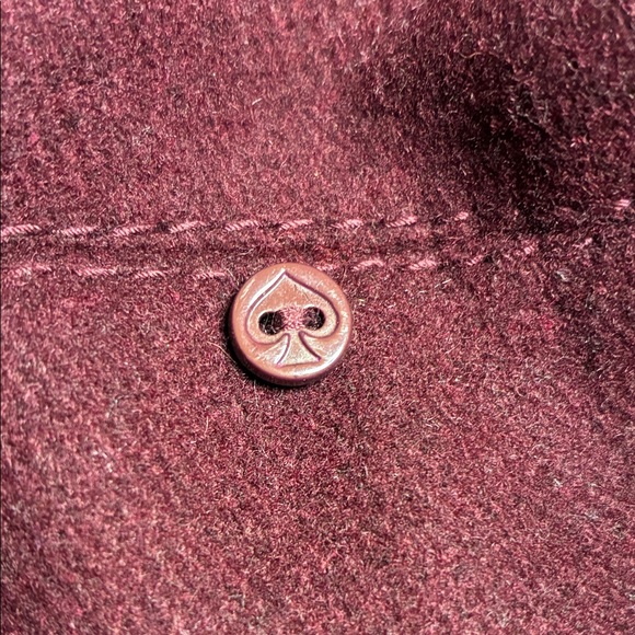 Kate Spade burgundy maroon wool fit and flare trench size small missing button - Picture 9 of 11